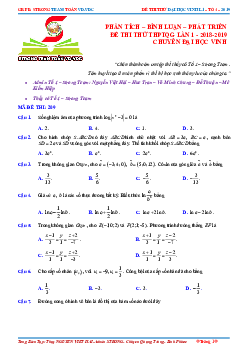 Phân tích, bình luận và phát triển đề thi thử Toán 2019 chuyên ĐH Vinh – Nghệ An lần 1