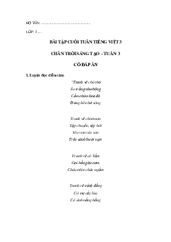 Bài tập cuối tuần tiếng Việt lớp 3 Chân trời sáng tạo Tuần 3 cơ bản