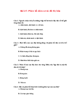 Trắc nghiệm Địa lí 10 Bài 21 Chương 8 | Chân trời sáng tạo