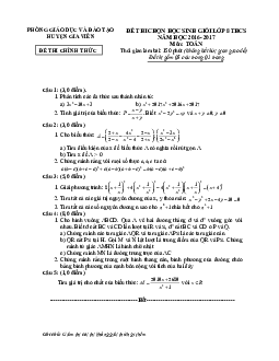 Đề thi học sinh giỏi Toán 8 năm 2016 – 2017 phòng GD&ĐT Gia Viễn – Ninh Bình