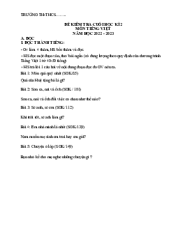 Đề thi học kì 2 lớp 1 năm 2022 - 2023 | Tiếng việt 1 | Cánh diều | đề 4