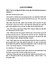 Tài Liệu Ôn Thi Câu Hỏi Quan Trọng Môn Lịch sử Đảng | Đại học Bách Khoa Hà Nội