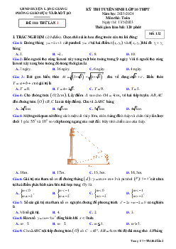 Đề thi thử Toán vào 10 lần 3 năm 2023 – 2024 phòng GD&ĐT Lạng Giang – Bắc Giang