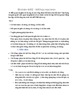 Bài tập triết học Mác  -  Lênin | Học viện Ngân Hàng