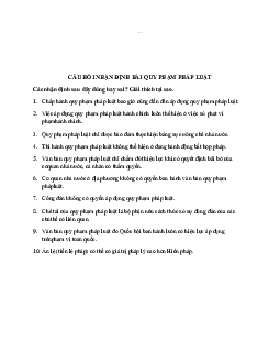 Câu hỏi nhận định quy phạm pháp luật - Pháp luật đại cương | Trường Đại học CNTT Thành Phố Hồ Chí Minh