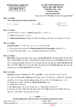 Đề thi tuyển sinh 10 THPT năm 2023-2024 môn toán Sở GD và ĐT (có đáp án và lời giải chi tiết)