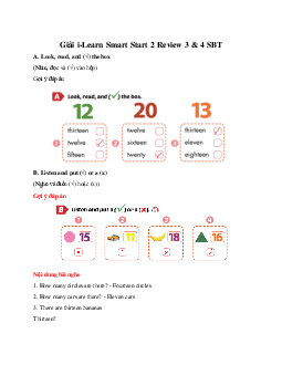 Giải SBT i-Learn Smart Start 2 Review 3 & 4