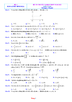 Đề ôn thi THPT 2022 môn Toán phát triển từ đề minh họa -Đề 4 (có lời giải chi tiết)