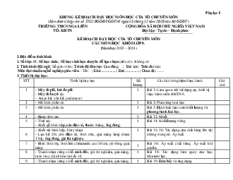 Kế hoạch dạy học Khoa học tự nhiên 8 Cánh diều