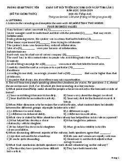 Đề Thi Khảo Sát Đội Tuyển Học Sinh Giỏi 9 Cấp Tỉnh Lần 1+2 Năm Học 2018-2019 (Đề Thi Chính Thức) Môn Thi Tiếng Anh Phòng Gd&đt Phúc Yên (có đáp án)