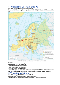 Giải SGK Địa lí lớp 7 Bài 4: Liên minh châu Âu - Chân trời sáng tạo