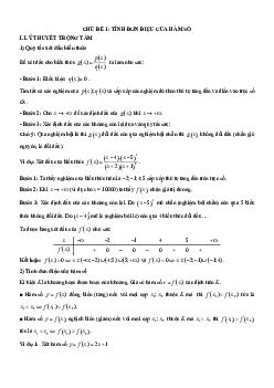 Chuyên đề trắc nghiệm tính đơn điệu của hàm số Toán 12
