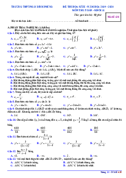 Đề thi học kì 2 Toán 11 năm 2019 – 2020 trường THPT Phan Đình Phùng – Hà Nội
