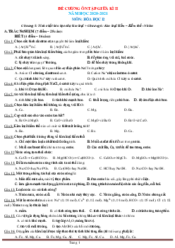Đề cương ôn tập giữa kỳ II năm 2020-2021 môn hóa 12