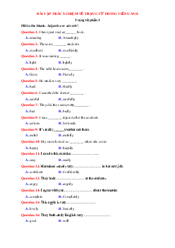 Bài tập trắc nghiệm về trạng từ trong Tiếng Anh lớp 12 (có đáp án)