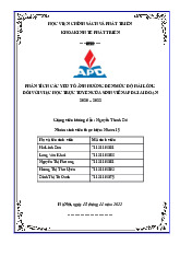 Phân tích các yếu tố ảnh hưởng đến mức độ hài lòng đối với việc học trực tuyến của sinh viên APD giai đoạn 2020 - 2022 | Môn Phương pháp nghiên cứu khoa học - Học viện Chính sách và Phát triển