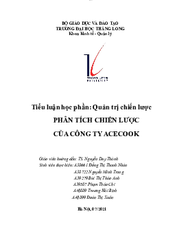 Phân tích chiến lược của công ty Acebook | Tiểu luận môn Quản trị chiến lược