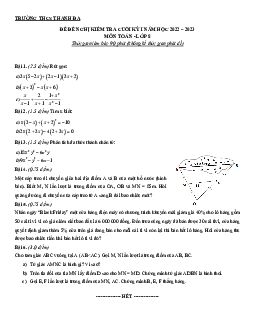 Đề đề nghị cuối kỳ 1 Toán 8 năm 2022 – 2023 trường THCS Thanh Đa – TP HCM