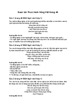 Soạn bài Thực hành tiếng Việt trang 46 | Ngữ văn 8 Bài 2: Thơ sáu chữ, bảy chữ sách Cánh Diều
