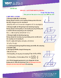 Chuyên đề khoảng cách từ điểm đến mặt phẳng – Trần Mạnh Tường Toán 12