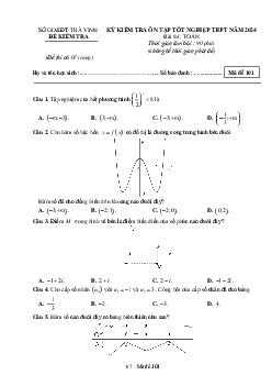 Đề ôn thi tốt nghiệp THPT năm 2024 môn Toán sở GD&ĐT Trà Vinh