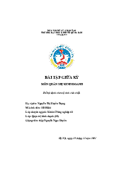 Bài tiểu luận giữa kỳ - Quản trị kinh doanh| Đại học Kinh Tế Quốc Dân