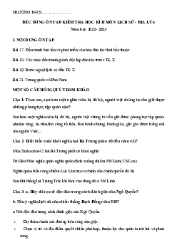 Đề cương ôn tập học kì 2 môn Lịch sử - Địa lí 6 | Chân trời sáng tạo