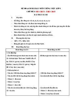 Chủ đề 8: Đồ chơi | Bài 6 | Giáo án Tiếng Việt 1 bộ sách Chân trời sáng tạo