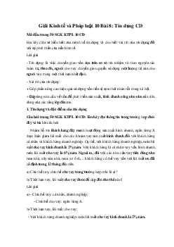 Giải Kinh tế và Pháp luật 10 Bài 8: Tín dụng CD