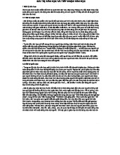 GIÁ TRỊ VĂN HỌC VÀ TIẾP NHẬN VĂN HỌC - TƯ DUY VÀ CẢM THỤ