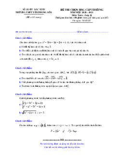 Đề HSG cấp trường Toán 10 năm 2020 – 2021 trường Yên Phong 2 – Bắc Ninh