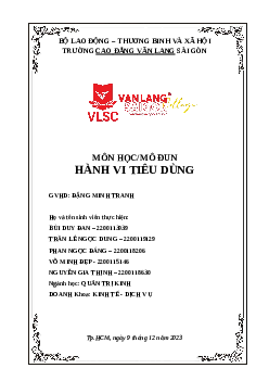 Báo cáo hành vi tiêu dùng | Trường Cao Đẳng Văn Lang Sài Gòn