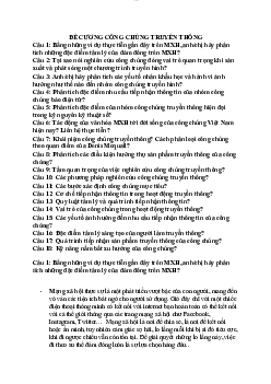 Đề cương môn Công chúng truyền thông | Đại học Văn hóa Hà Nội