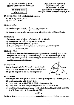 Đề thi học kỳ 2 Toán 9 năm 2018 – 2019 phòng GD&ĐT Quận 1 – TP HCM