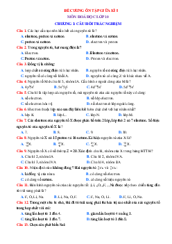 Đề cương ôn tập giữa học kỳ 1 hóa 10 kết nối tri thức