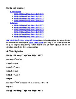 Toán 8 Kết nối tri thức bài tập cuối chương I