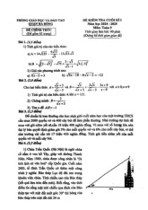 Đề cuối kì 1 Toán 9 năm 2024 – 2025 phòng GD&ĐT Hà Đông – Hà Nội