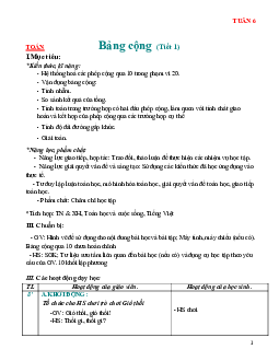 Giáo án Toán 2 sách Chân trời sáng tạo (Cả năm) | Tuần 6