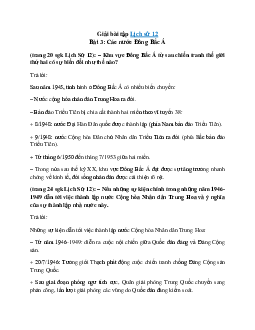 Giải bài tập SGK Lịch Sử 12 Bài 3: Các nước Đông Bắc Á