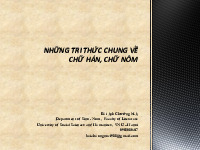 Những tri thức chung về chữ Hán, chữ Nôm | Trường Đại học Khoa Học Xã Hội và Nhân Văn, Đại học Quốc gia Hà Nội