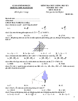Đề học kì 1 Toán 10 năm 2023 – 2024 trường THPT Nguyễn Du – Bình Phước