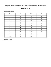 Đề thi tuyển sinh vào 10 môn Toán GD&ĐT Cần Thơ năm 2024 - 2025