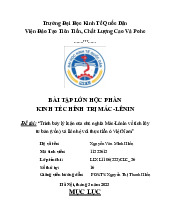 Trình bày lý luận của chủ nghĩa Mác-Lênin về tích lũy tư bản (vốn) và liên hệ với thực tiễn ở Việt Nam | Bài tập lớn môn Chủ nghĩa xã hội Neu