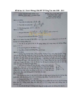 Đề thi học kì 1 Toán 9 Phòng GD&ĐT TP Vũng Tàu năm 2020 - 2021