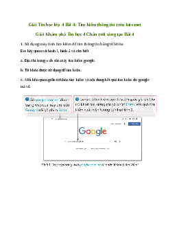 Giải Tin học lớp 4 Bài 4: Tìm kiếm thông tin trên Internet | Chân trời sáng tạo