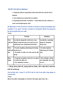 Giải Khoa học tự nhiên 9 Chân trời sáng tạo Bài 28: Tinh bột và cellulose