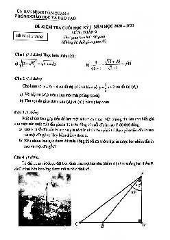 Đề thi cuối học kỳ 1 Toán 9 năm 2020 – 2021 phòng GD&ĐT Quận 4 – TP HCM