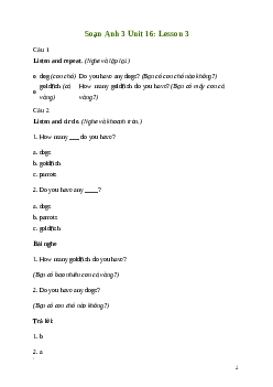 Giải Tiếng Anh lớp 3 Unit 16: Lesson 3 | Global Success