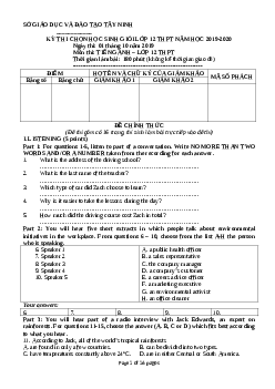 Kì thi chọn đội tuyển chính thức dự thi HSG quốc gia lớp 12 THPT tỉnh Tây Ninh năm học 2019-2020 môn thi Tiếng Anh vòng 2