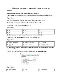 Tiếng Anh 7 Friends Plus Unit 8 I believe I can fly